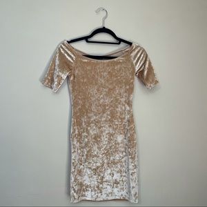 Velvet Like Gold Beige Dress